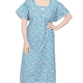 STYLACLUE Women's Pure Cotton Square Neck Printed Square Neck Nighty for Women's 3XL
